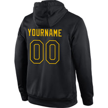 Load image into Gallery viewer, Custom Stitched Black Black-Gold Sports Pullover Sweatshirt Hoodie
