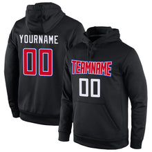 Load image into Gallery viewer, Custom Stitched Black Red-White Sports Pullover Sweatshirt Hoodie
