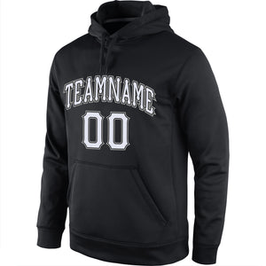 Custom Stitched Black White-Gray Sports Pullover Sweatshirt Hoodie