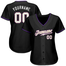 Load image into Gallery viewer, Custom Black White-Purple Authentic Baseball Jersey
