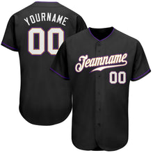 Load image into Gallery viewer, Custom Black White-Purple Authentic Baseball Jersey
