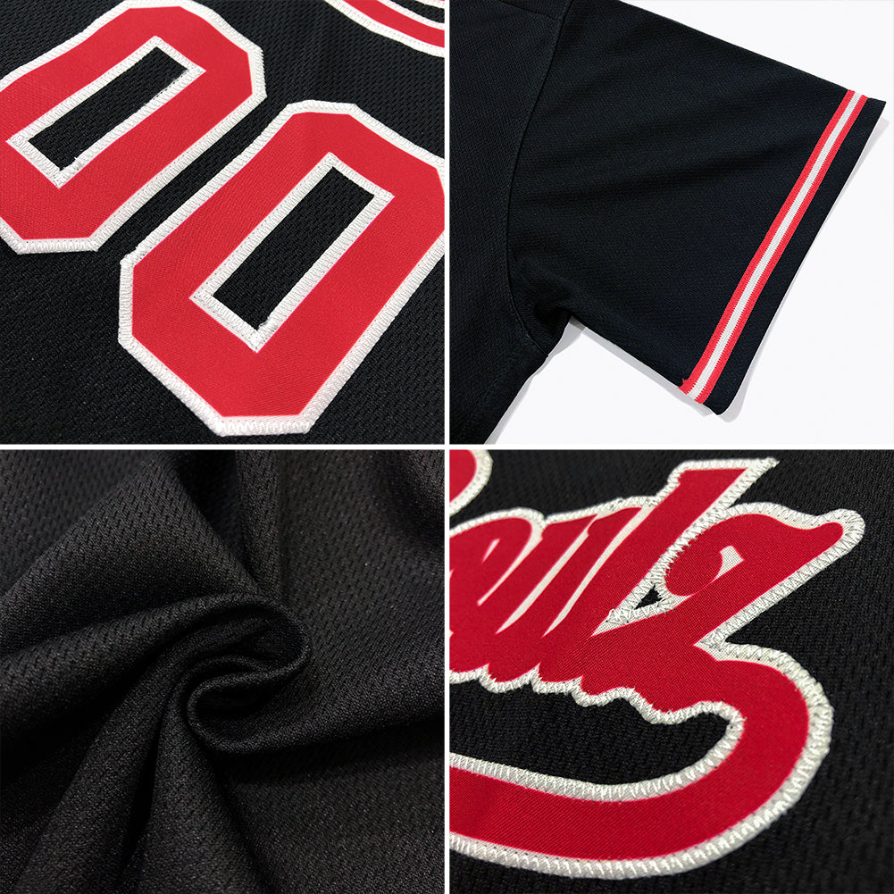 Custom Black White Gold-Red Authentic Raglan Sleeves Baseball Jersey Fast  Shipping – FiitgCustom