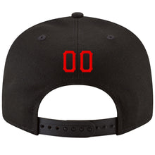 Load image into Gallery viewer, Custom Black Red-White Stitched Adjustable Snapback Hat

