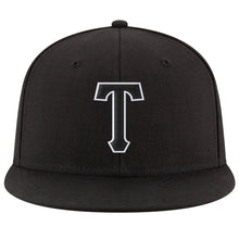 Load image into Gallery viewer, Custom Black Black-White Stitched Adjustable Snapback Hat
