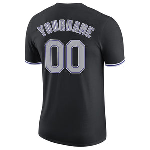 Custom Black Gray-Purple Performance T-Shirt