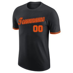 Custom Black Orange-Black Performance T-Shirt