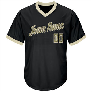 Custom Black Camo-Cream Authentic Throwback Rib-Knit Baseball Jersey Shirt