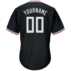 Custom Black White-Red Authentic Throwback Rib-Knit Baseball Jersey Shirt