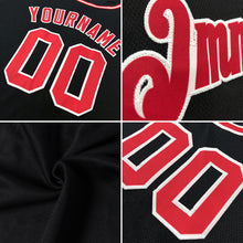 Load image into Gallery viewer, Custom Black Red-White Authentic Throwback Rib-Knit Baseball Jersey Shirt
