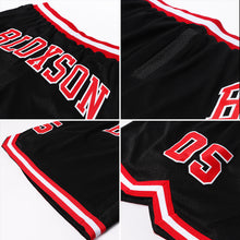 Load image into Gallery viewer, Custom Black Red-White Authentic Throwback Basketball Shorts
