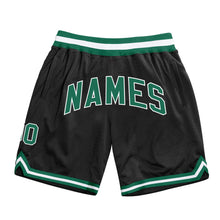 Load image into Gallery viewer, Custom Black Kelly Green-White Authentic Throwback Basketball Shorts
