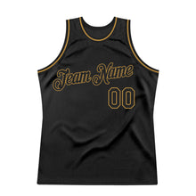 Load image into Gallery viewer, Custom Black Black-Old Gold Authentic Throwback Basketball Jersey
