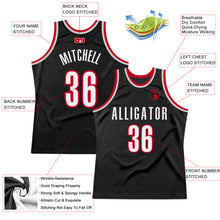 Load image into Gallery viewer, Custom Black White-Red Authentic Throwback Basketball Jersey

