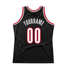 Load image into Gallery viewer, Custom Black White-Red Authentic Throwback Basketball Jersey
