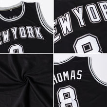 Load image into Gallery viewer, Custom Black White-Silver Authentic Throwback Basketball Jersey
