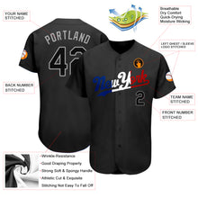 Load image into Gallery viewer, Custom Black Black-Royal Authentic Split Fashion Baseball Jersey
