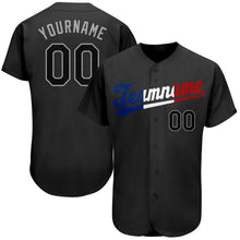 Load image into Gallery viewer, Custom Black Black-Royal Authentic Split Fashion Baseball Jersey
