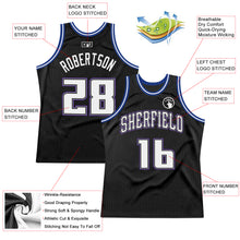 Load image into Gallery viewer, Custom Black White-Royal Authentic Throwback Basketball Jersey
