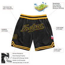 Load image into Gallery viewer, Custom Black Black-Gold Authentic Throwback Basketball Shorts
