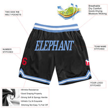 Load image into Gallery viewer, Custom Black Light Blue-Red Authentic Throwback Basketball Shorts
