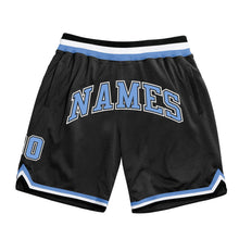 Load image into Gallery viewer, Custom Black Light Blue-White Authentic Throwback Basketball Shorts
