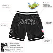 Load image into Gallery viewer, Custom Black Black-White Authentic Throwback Basketball Shorts
