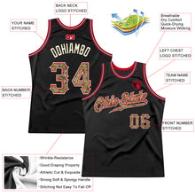 Load image into Gallery viewer, Custom Black Camo-Red Authentic Throwback Basketball Jersey
