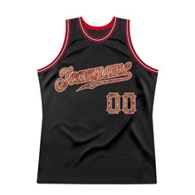 Load image into Gallery viewer, Custom Black Camo-Red Authentic Throwback Basketball Jersey

