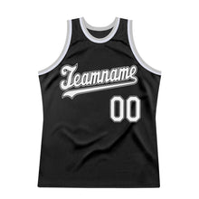 Load image into Gallery viewer, Custom Black White-Gray Authentic Throwback Basketball Jersey

