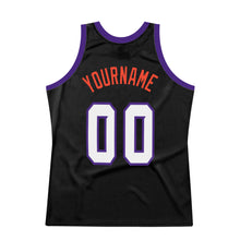 Load image into Gallery viewer, Custom Black White-Purple Authentic Throwback Basketball Jersey
