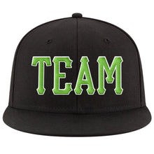 Load image into Gallery viewer, Custom Black Neon Green-White Stitched Adjustable Snapback Hat
