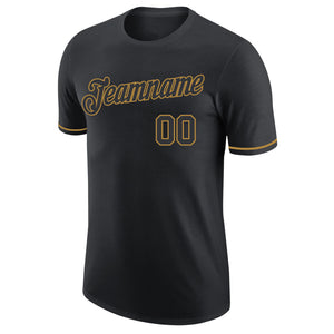 Custom Black Black-Old Gold Performance T-Shirt