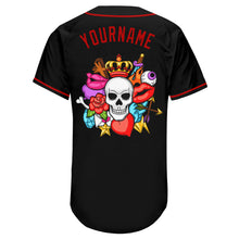 Load image into Gallery viewer, Custom Black White-Red Authentic Skull Fashion Baseball Jersey
