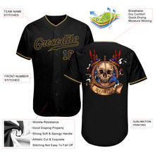 Load image into Gallery viewer, Custom Black Black-Old Gold Authentic Skull Fashion Baseball Jersey
