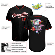Load image into Gallery viewer, Custom Black White-Red Authentic Skull Fashion Baseball Jersey
