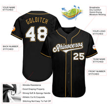 Load image into Gallery viewer, Custom Black White-Old Gold Authentic Baseball Jersey
