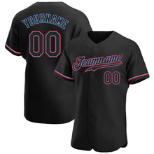 Load image into Gallery viewer, Custom Black Black-Red Authentic Baseball Jersey

