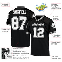 Load image into Gallery viewer, Custom Black White-Gray Mesh Authentic Throwback Football Jersey
