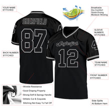 Load image into Gallery viewer, Custom Black Black-Gray Mesh Authentic Throwback Football Jersey
