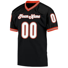 Load image into Gallery viewer, Custom Black White-Orange Mesh Authentic Throwback Football Jersey
