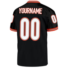 Load image into Gallery viewer, Custom Black White-Orange Mesh Authentic Throwback Football Jersey
