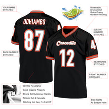 Load image into Gallery viewer, Custom Black White-Orange Mesh Authentic Throwback Football Jersey

