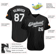 Load image into Gallery viewer, Custom Black White Pinstripe White-Gray Authentic Baseball Jersey
