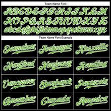 Load image into Gallery viewer, Custom Black White Pinstripe Neon Green-White Authentic Baseball Jersey
