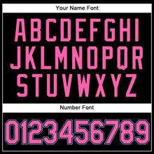 Load image into Gallery viewer, Custom Black White Pinstripe Pink-Light Blue Authentic Baseball Jersey

