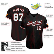 Load image into Gallery viewer, Custom Black Red Pinstripe White-Red Authentic Baseball Jersey
