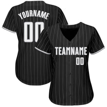 Load image into Gallery viewer, Custom Black Gray Pinstripe White-Gray Authentic Baseball Jersey
