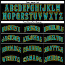 Load image into Gallery viewer, Custom Black Teal-Gold Authentic Baseball Jersey
