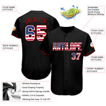 Load image into Gallery viewer, Custom Black USA Flag-Red Authentic Baseball Jersey
