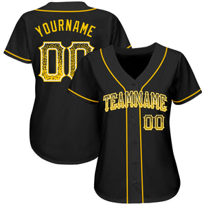 Custom Black Gold-White Authentic Drift Fashion Baseball Jersey